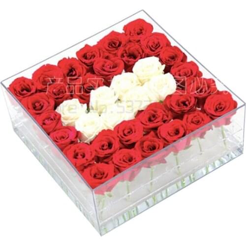 Clear Acrylic Flower Box With Drawer 9/16 Holes Flower Box Waterproof Acrylic Rose Box Valentines Day Wedding Gift Wholesale