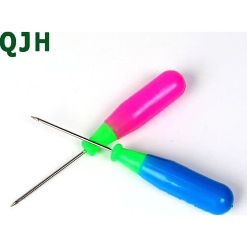 QJH 2pc Steel Stitcher Sewing Awl Shoes&bags hole hook DIY Handmade Leather tool Plastic handle cone needle shoe repair needles