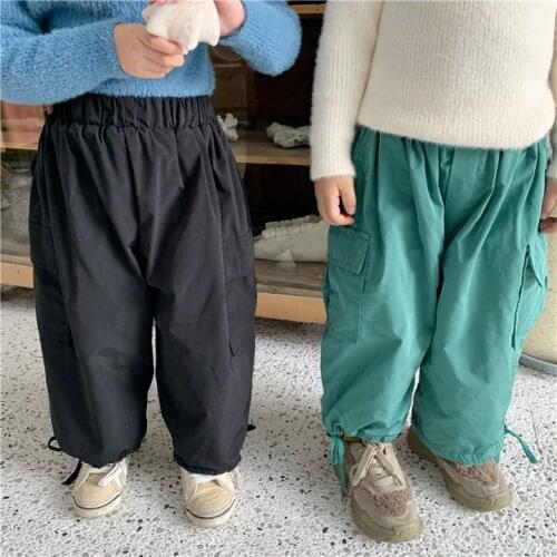 2 3 4 5 6 Years Kids Pants Fashion Korean Thick Trousers for Boys Plus Velvet Loose Toddler Girls Harem Pants Autumn Winter New