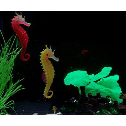 Silicone Artificial Night Luminous Hippocampus Fish Tank Aquarium Ornament Underwater Sea Horse Decor Landscape Pet Supplies