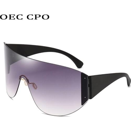 OEC CPO Sunglasses Mens Vintage Male Goggle Sun Glasses For Men 2019 Brand Designer Oversized Frameless Goggle Men UV400 O45