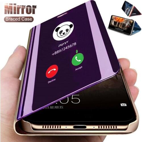 Smart Mirror Flip Phone Case For Xiaomi Redmi Note 9 9s 8T 9A 10T 10 8 Poco X3 M2 7 6 5 Pro Max 6A 7A 9C K20 F2 Lite Cover Coque