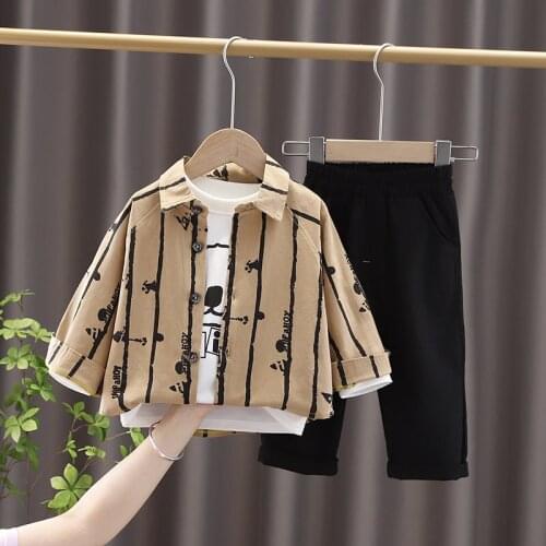 2021 Spring Children Casual Clothes Baby Boys Girls Printe Jacket T Shirt Pants 3Pcs/sets Kids Infant Tracksuit 1 2 3 4 5 YEARS