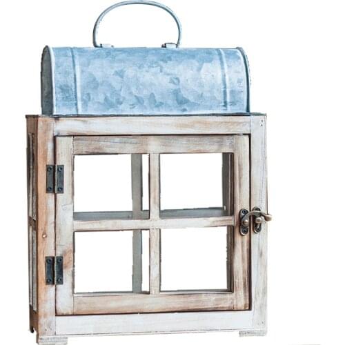 Vintag Wood Outdoor Candle Holder Glass Crystal Hanging Windproof Candle Holder Wood Swieczniki Candles Home Decoration BA60ZT