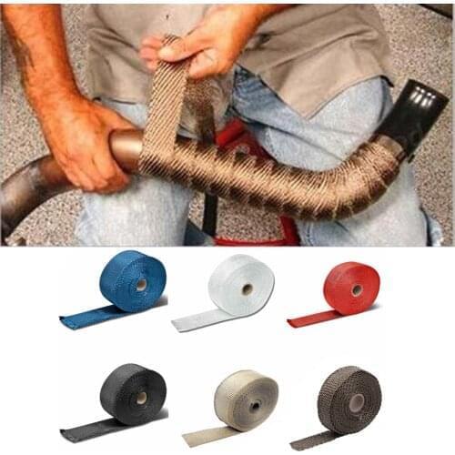 2.5CM 5M Car Motorcycle Exhaust Wrap Pipe Header Heat Wrap Turbo Mainfold Heat Exhaust Thermal Wrap Tape Stainless Steel Ties