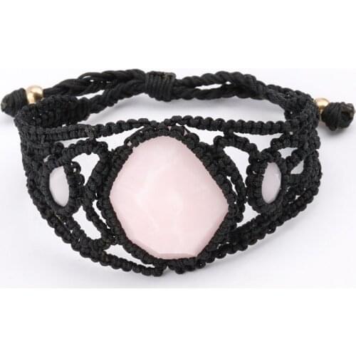 Bohemian Black Rose Color Woven Rope Bracelets For Women Beach Jewelry Acrylic Bracelet Female Pulseras Mujer Moda Handmade