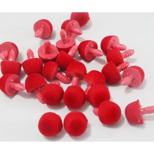 100pcs/lot 14/16/20/25/30/35/40/45mm red color flocking mushroom shape toy nose + soft washer for diy doll findings--size option