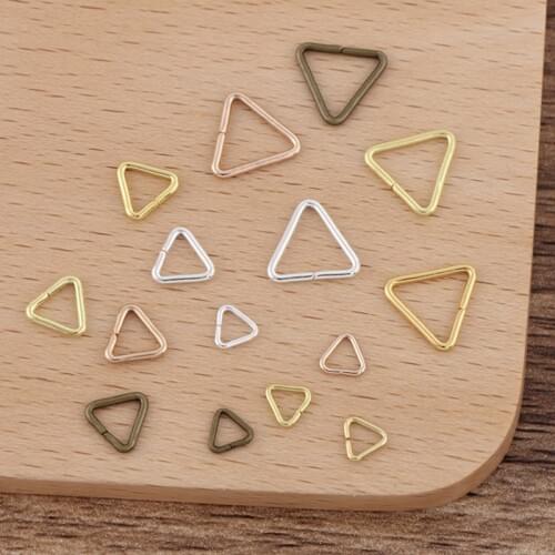100pcs Triangle Closed Jump Rings Pinch Clip Bail Charm Pendant Connector for Necklace Bracelet Making