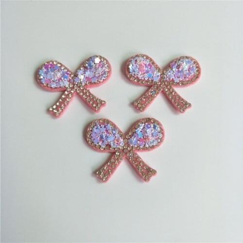 16pcs/lot 3.8*3cm sequin bowknot Padded Appliques for DIY Accessories Craft Handmade Decoration