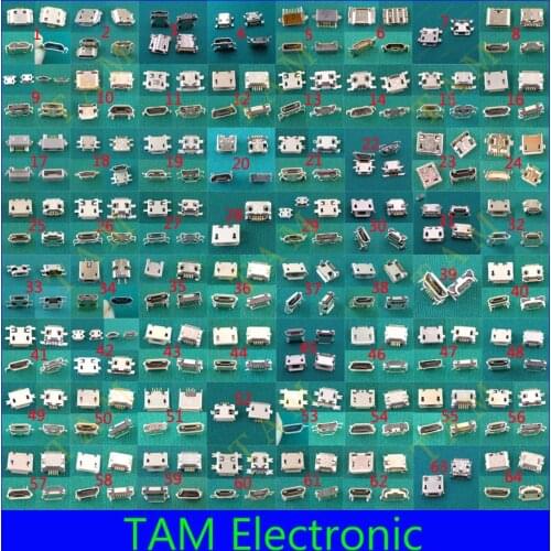 64Models 64pcs/lot Mini Micro USB Connector Jack 5P Tail Charging socket for Samsung ZTE Lenovo Huawei Mobile Phone Tablet