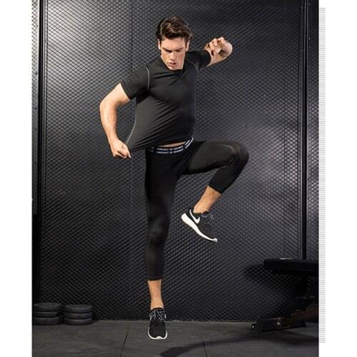 Activewear Mens Pro Sweatpants Seven Points Fitness Training Perspiration Breathable Quick-Drying Stretch Tight Pants Apparel