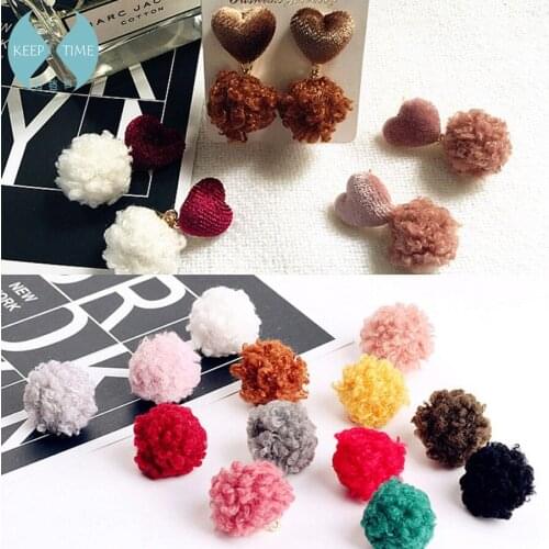 DIY handmade jewelry accessories lamb fur ball trumpet belt hanging earrings pendant material