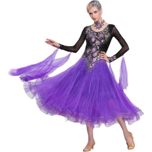 B-16180 Competition ballroom smooth modern dress ballroom dance dress tango waltz custom-made handmade dance dress for sale