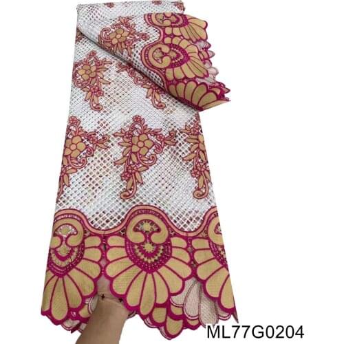 BEAUTIFICAL 2021 High Quality three color water soluble lace fabric African Guipure Cord Lace Fabric 8 coulour supplu ML77G02