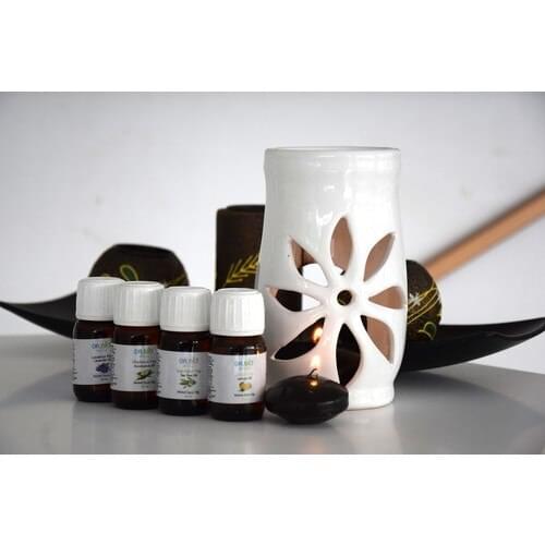 Dr. Bio Aromatherapy White Censer and 4'lü Oil Set