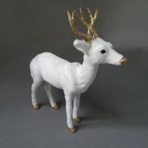 Large 24x25cm white reindeer model polyethylene&furs christmas deer model home decoration props ,model gift d0125