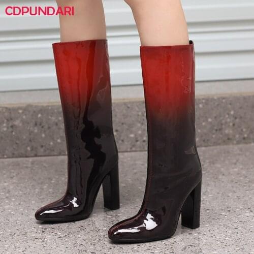 Ladies Mixed Colors Super High Heels Calf Boots Women Autumn Winter Sexy Modern Long Boots Party Shoes Botas Invierno Mujer