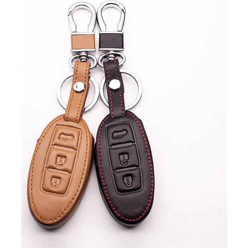 Genuine Leather Car Key Cover Case For Nissan Teana X-Trail Murano March Geniss Tiida Qashqai Livina Sylphy Sunny Juke Almera