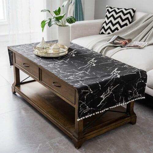 Nordic Ins Linen Black Marble Coffee Table Dust Cover Tablecloth Tv Cabinet Cover Cloth With Pocket Hair Ball Household Storage