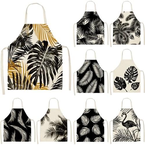 Black and white palm leaves pattern Men kitchen apron Apron for hairdresser master apron Apron cooking accessories apron barista