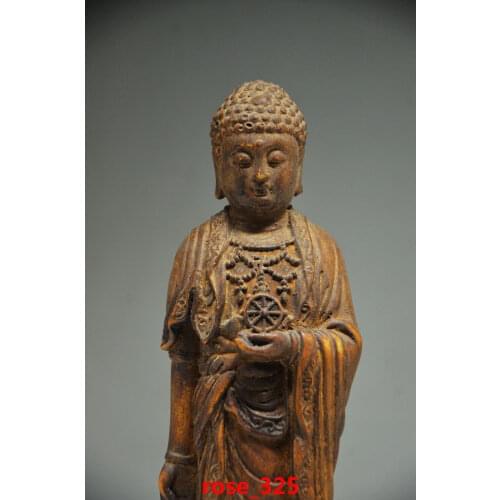 Exquisita piedra de roca NATURAL china estatuas talladas a mano-estatua de Buda de pie artesanías de piedra decoración del hogar