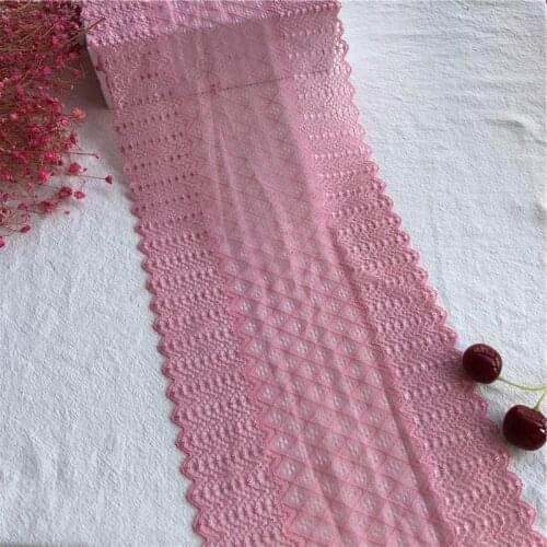 E1471 17.5cm Fabric Sequins Pink Venice Mesh Lace Trim Applique Sewing Craft for Wedding Dec