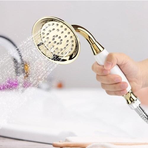 G1/2" Gold Handheld Shower Room Bathroom Sprayer Handshower Home Accessories Bathroom Shelf Rack Flower Shower