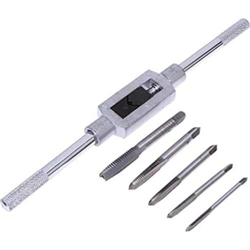 6pcs 1/16-1/4"Repair Tools 3F Hand Screw Thread Metric Plug Tap Set M3 M4 M5 M6 M8 With Adjustable Tap Wrench