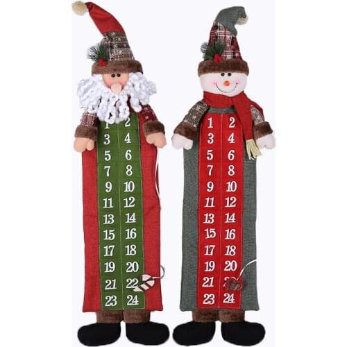 Christmas Advent Calendar Felt Red Santa Claus Tree Wall Hanging Decorations Xmas Gifts for Kids New Year 2022 Advent Calendar