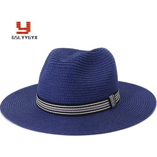 2021 Summer Spring Jazz Caps Ribbon Band Classic Khaki Outdoor Beach Sun Protective Casual Women Men Straw Hats