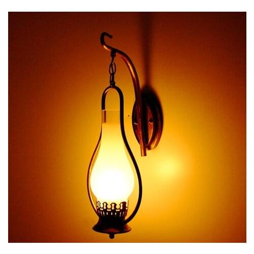 European style kerosene lantern, iron glass wall lamp, retro coffee bar, teahouse, old Shanghai artists wall lamp