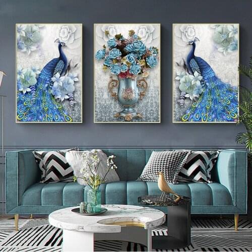 Classic Chinese Canvas Picture Peacock Prints Poster Abstract Home Room Decor Painting Interior Decor Canvas Picture