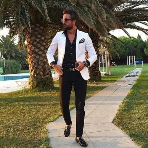 Summer Casual Business Men Suits Pants White Male Outfit Latest Design Wedding Tuxedo Costume Homme Groomsmen Blazer 2 Pieces