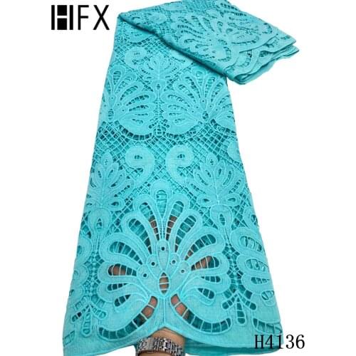 HFX mint Color African Lace Fabrics 5Yard Guipure Lace Fabric 2020 High Quality African Cord Lace Fabric For Wedding Dress H4136