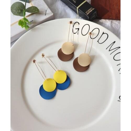 MESTILO 2019 Korean Fashion Jewelry Geometric Round Colorful Acrylic Long Drop Earrings For Girls Trendy Resin Earrings Jewelry