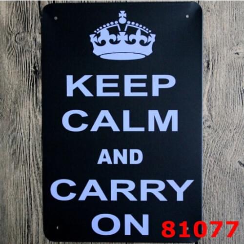 Metal Tin Sign "Keep Calm and Carry on" Pub Home Vintage Retro Poster Cafe Art 20x30CM