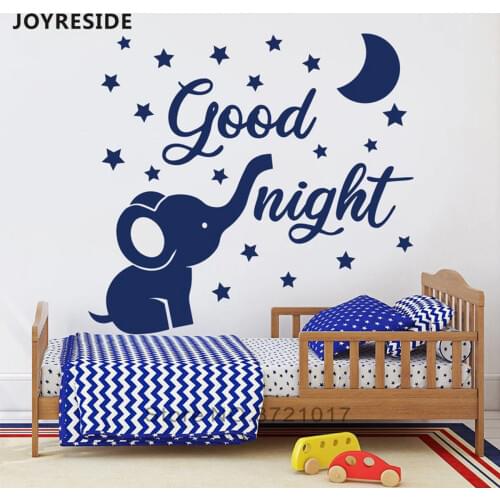 JOYRESIDE Good Night Wall Decals Kids bedroom Sweet Dream Wall Sticker Elephant Little Wall Stickers Home Cute Decoration W150