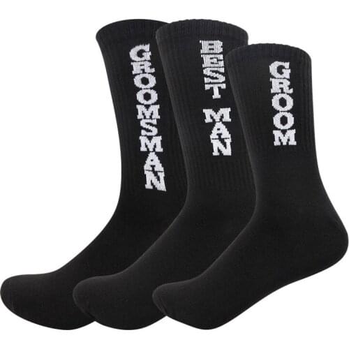 1Pair Cotton Socks Men Grooms and Groomsmen Breathable Sock Wedding Best Man Group Anti-friction Deodorization Sports Socks