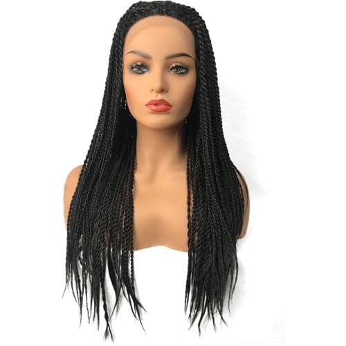 StrongBeauty Braided Box Braids Hair Synthetic Twisted Braid Lace Front Wigs Long Black African American Wig