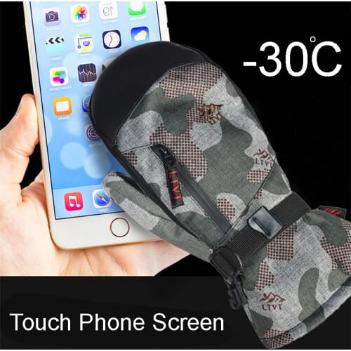 High quality -30 Winter Warm Professional Snowboard Ski Gloves Waterproof Touch Phone Screen Thermal Mittens Skiing snowmobile 2