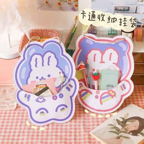 Cartoon Wall Hanging Storage Bag Fashion Toy Makeup Organizer PU Leather Hanging Storage Pouch Bags Case For Door Bathroom