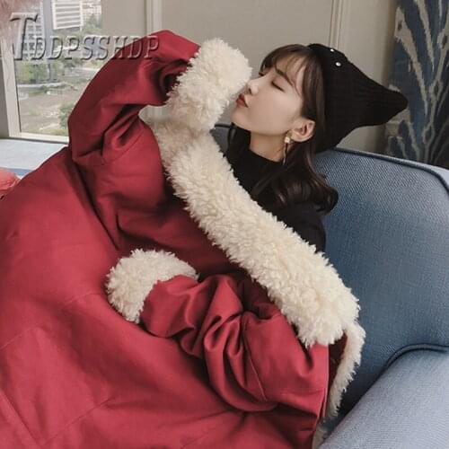 Casual Fur Collar Womens Jackets Single Breasted Lining With Fluff Parkas Female Outwear