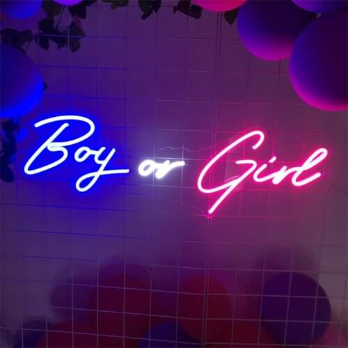 Boy or Girl Sign Custom Neon Light Baby Shower Gender Reveal Party Decoration Led Lamp For Home Room 1st Birthday Supplies