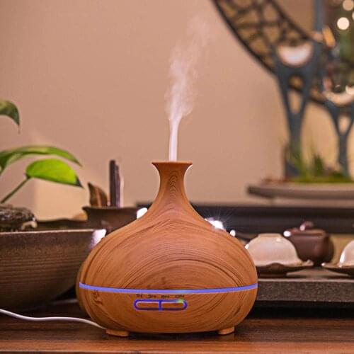 400 ML Ultrasonic Humidifier USB Aroma Diffuser Air Essential Oil Atomizer Wood Grain Humidifier Seven Color LED Lamp Home