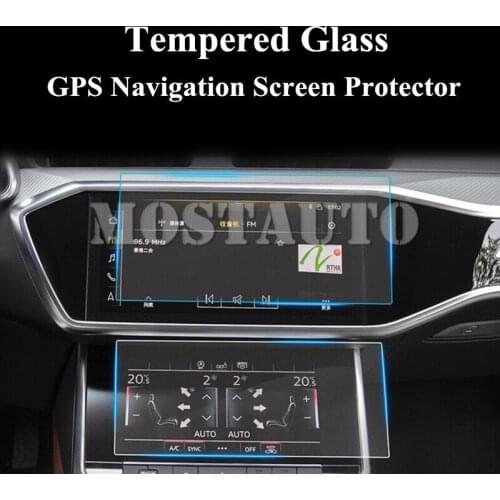 For Audi A7 S7 Tempered Glass GPS Navigation Screen Protector Film 2019-2020 2pcs Car Accessories Interior Car Decor Car Trim