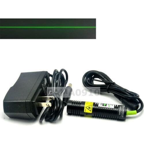 532nm 10mW Line 5V Green Laser Module Long Time Working 18x75mm w/AC Adapter