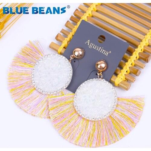 Women geometric Fringe Tassel Earrings for Women Hanging Crystal Drop Dangle Long Earrings Bobo Luxury Handmade Jewelry Brinco