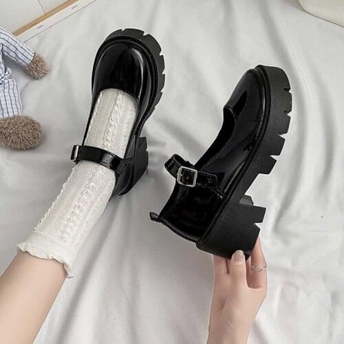 2021 womens High Heels Japanese jk leather shoes summer new black thick-soled Mary Jane shoes Waterproof Platform Pumps women