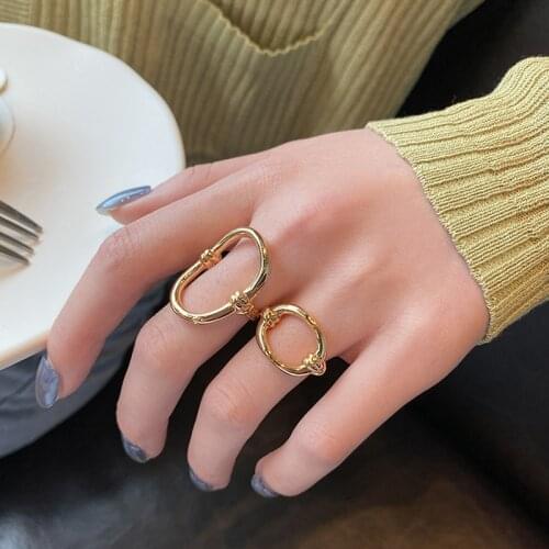 VENTFILLE 925 Sterling Silver Rings For Women Oval Hollowout Gold Opening Handmade Ring Fashion Fine Jewelry