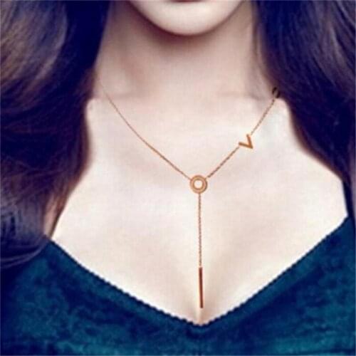 Love Letter Stainless Steel Necklaces For Women Korean Fashion Choker Necklace Wedding Jewelry fj251